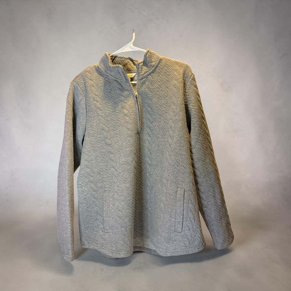 Coldwater Creek Quilted Quarter Zip Pullover Gray